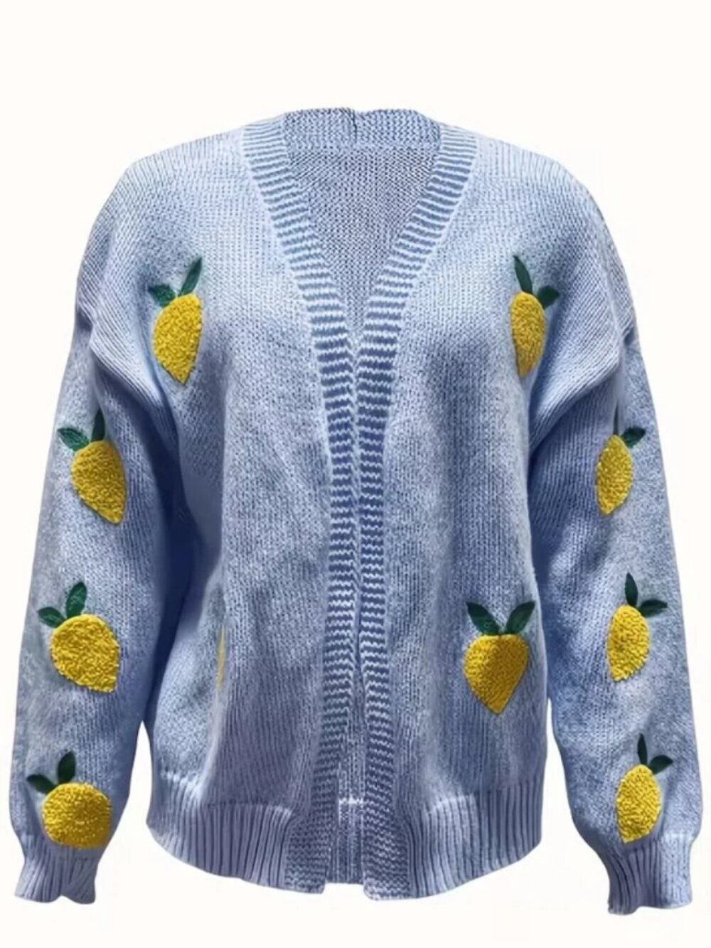 Textured Blue Lemon Cardigan - Picture 8 of 10